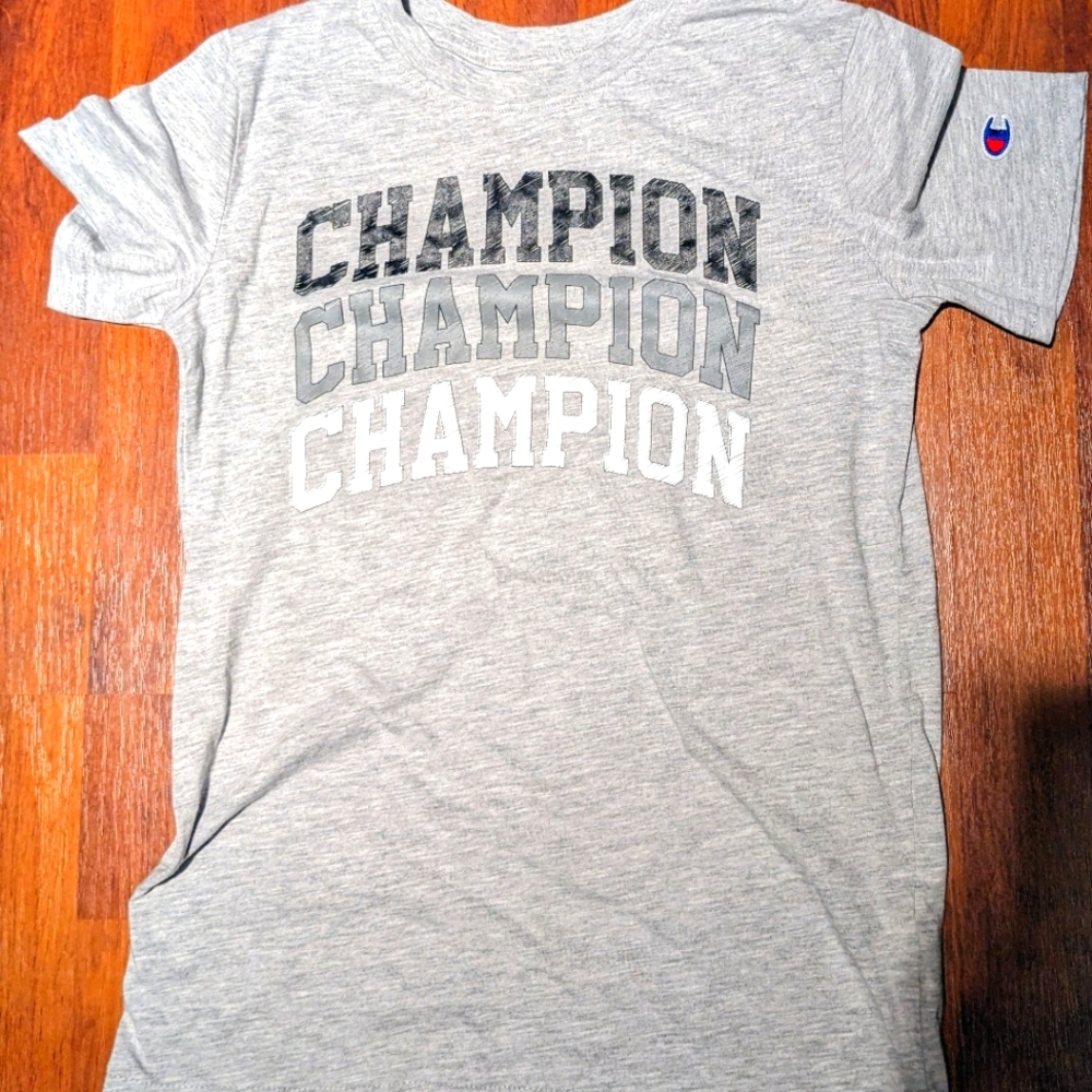 Youth boys large Champion T-shirt. Grey with Black/Gray/white